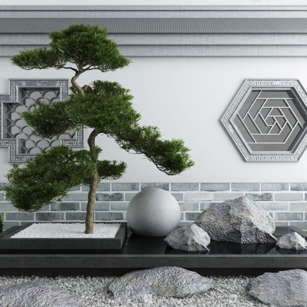 庭院景观 水景 假山3D模型